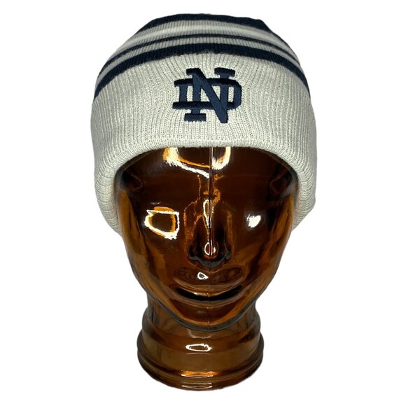 Top Of The World Adult O/S Notre Dame Fighting Irish Gray Navy Stripe Beanie Hat - Picture 1 of 6